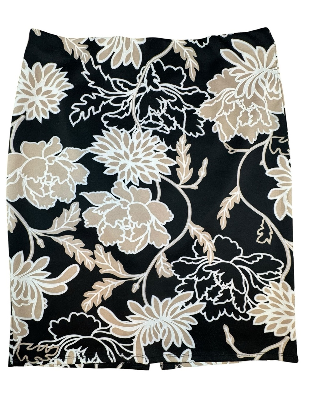 NYCC New York Clothing Co 1X Black Beige Floral Stretch Pencil Skirt